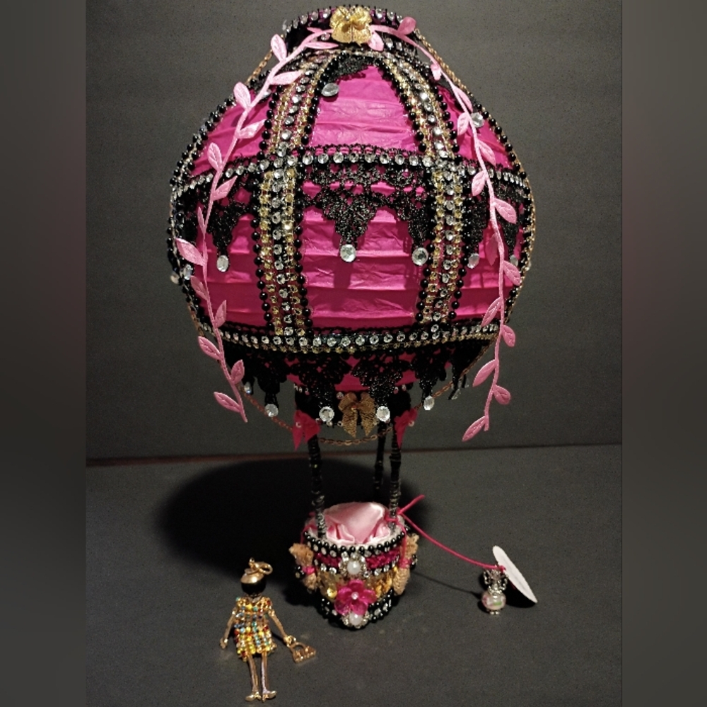 Pink and Black Embellished Hot Air Balloon Decor